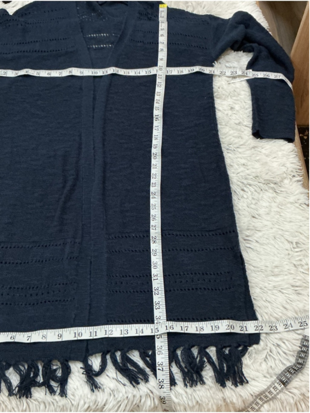 Old Navy Navy Fringe Open Front Cardigan Sweater Large New with tags - Picture 11 of 13
